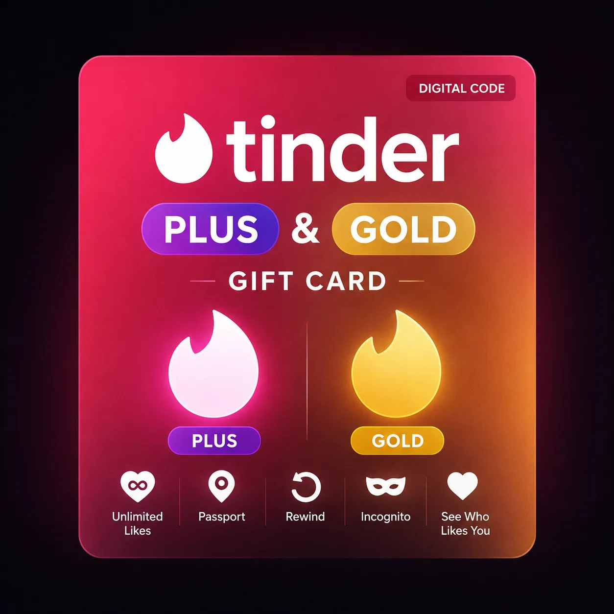 Tinder PlusGold gift card